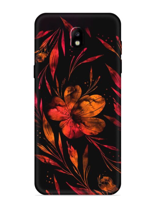 Red Flower Painting Embossed Soft Silicone Case for Samsung Galaxy J7 Pro