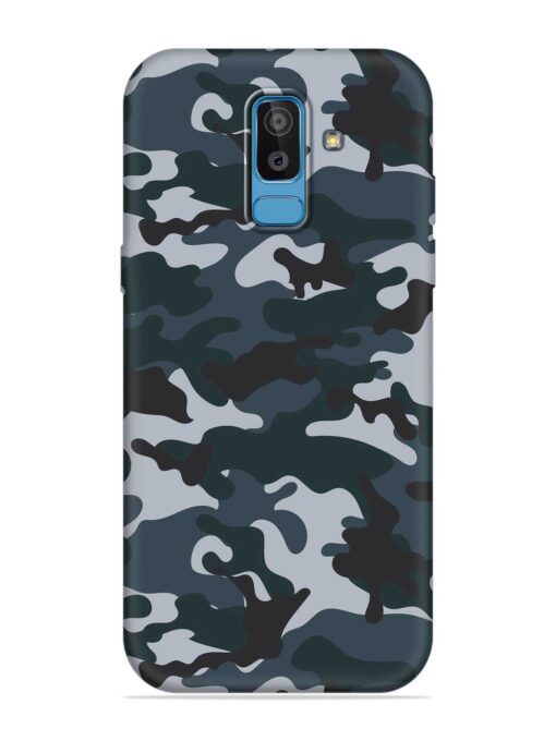 Dark Blue Army Military Art Embossed Soft Silicone Case for Samsung Galaxy J8