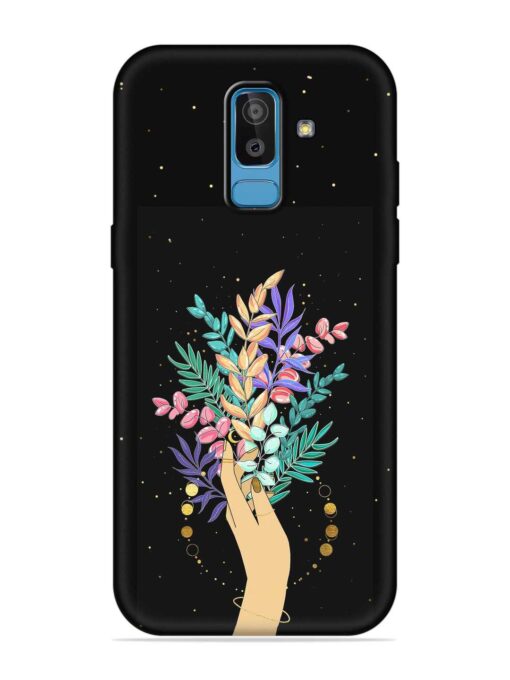 Flower On Hand Embossed Soft Silicone Case for Samsung Galaxy J8 Zapvi