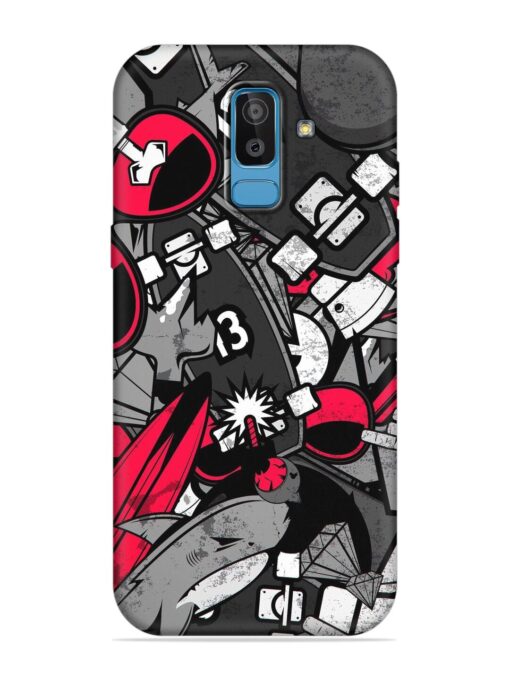 Fictional Doodle Embossed Soft Silicone Case for Samsung Galaxy J8 Zapvi