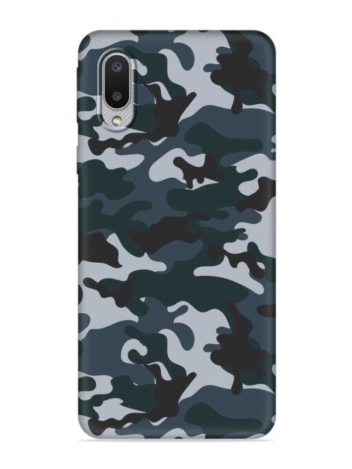 Dark Blue Army Military Art Embossed Soft Silicone Case for Samsung Galaxy M02