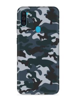 Dark Blue Army Military Art Embossed Soft Silicone Case for Samsung Galaxy M11