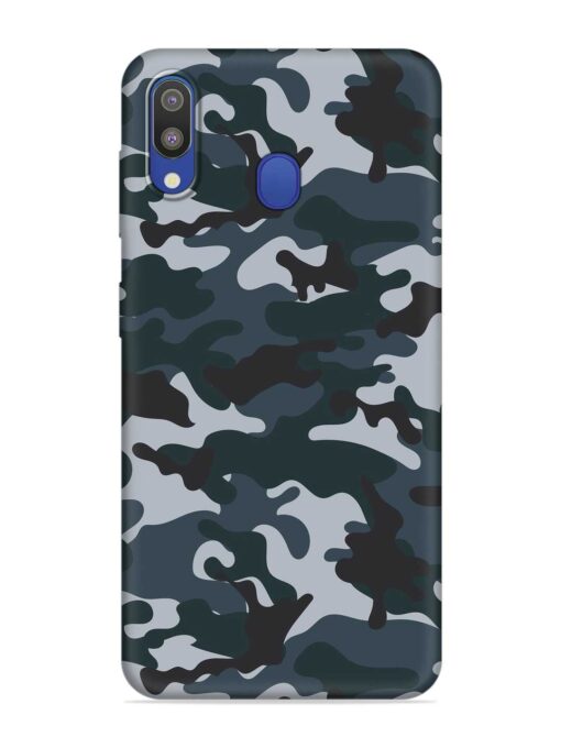 Dark Blue Army Military Art Embossed Soft Silicone Case for Samsung Galaxy M20