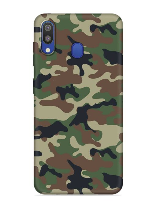 Army Military Camouflage Dark Green Embossed Soft Silicone Case for Samsung Galaxy M20 Zapvi