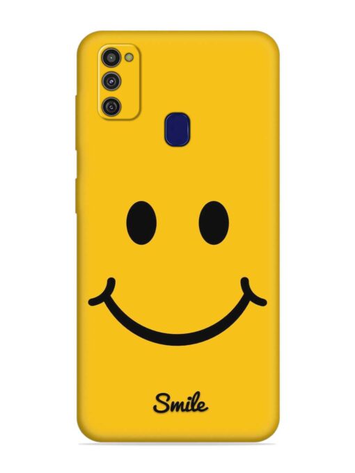 Yellow Smiley Embossed Soft Silicone Case for Samsung Galaxy M21 (2021)