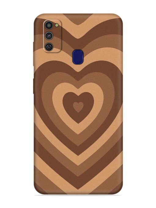 Brown Heart Embossed Soft Silicone Case for Samsung Galaxy M21 (2021) Zapvi