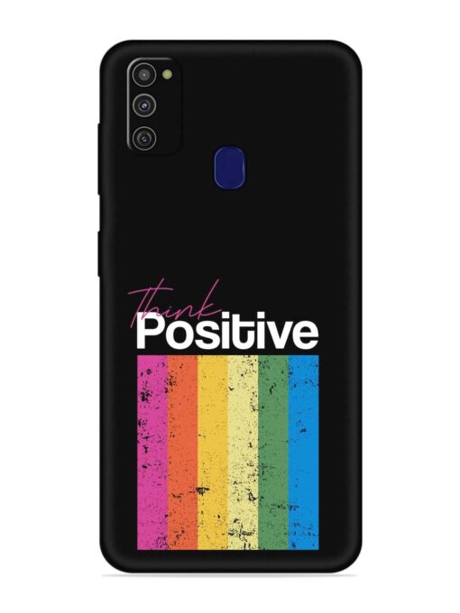 Think Positive Typography Embossed Soft Silicone Case for Samsung Galaxy M21 (2021)