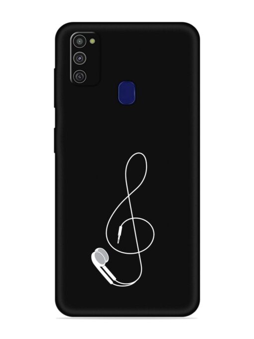 Music Earphone Vector Embossed Soft Silicone Case for Samsung Galaxy M21 (2021)