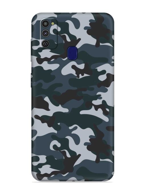 Dark Blue Army Military Art Embossed Soft Silicone Case for Samsung Galaxy M21 (4G)