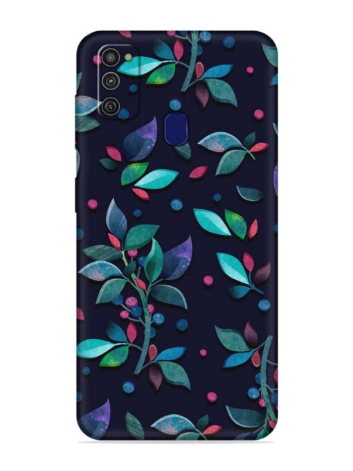 Decorative Watercolor Flower Embossed Soft Silicone Case for Samsung Galaxy M21 (4G)