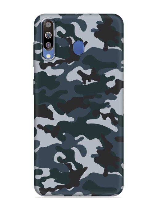 Dark Blue Army Military Art Embossed Soft Silicone Case for Samsung Galaxy M30