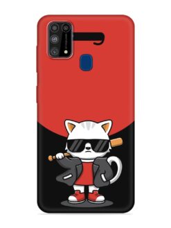 Cool Little Bear Cartoon Embossed Soft Silicone Case for Samsung Galaxy M31 Prime