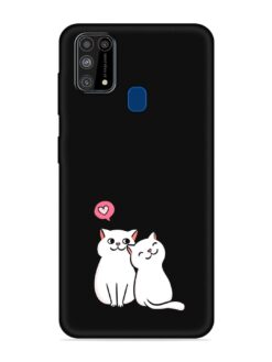 Cute Loving Cats Embossed Soft Silicone Case for Samsung Galaxy M31 Prime