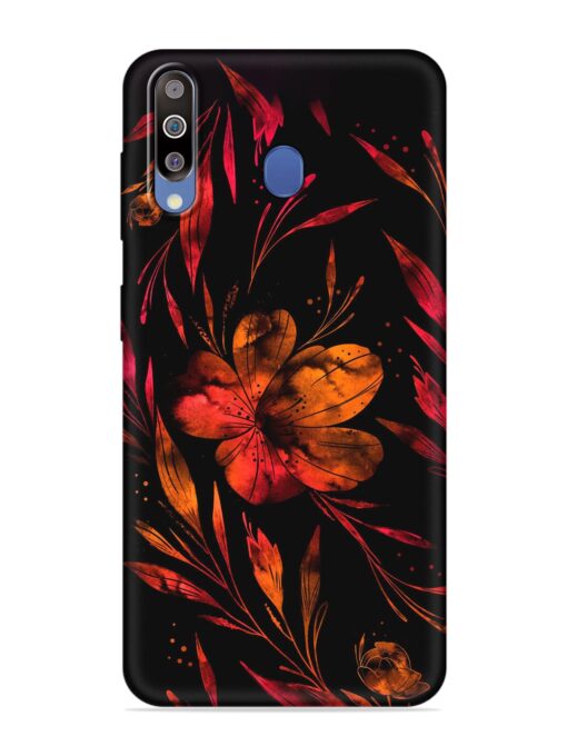 Red Flower Painting Embossed Soft Silicone Case for Samsung Galaxy M40 Zapvi