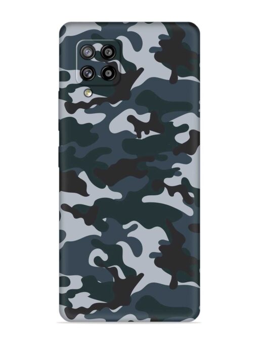 Dark Blue Army Military Art Embossed Soft Silicone Case for Samsung Galaxy M42 (5G)