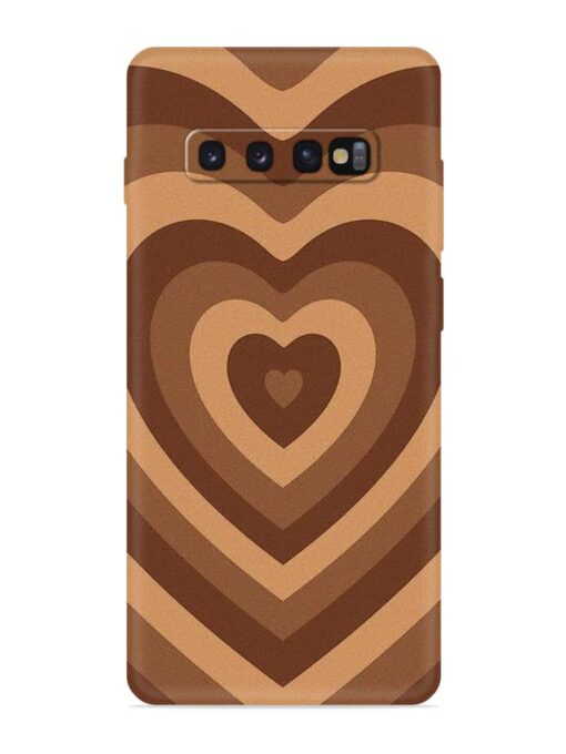 Brown Heart Embossed Soft Silicone Case for Samsung Galaxy S10