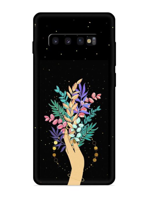 Flower On Hand Embossed Soft Silicone Case for Samsung Galaxy S10