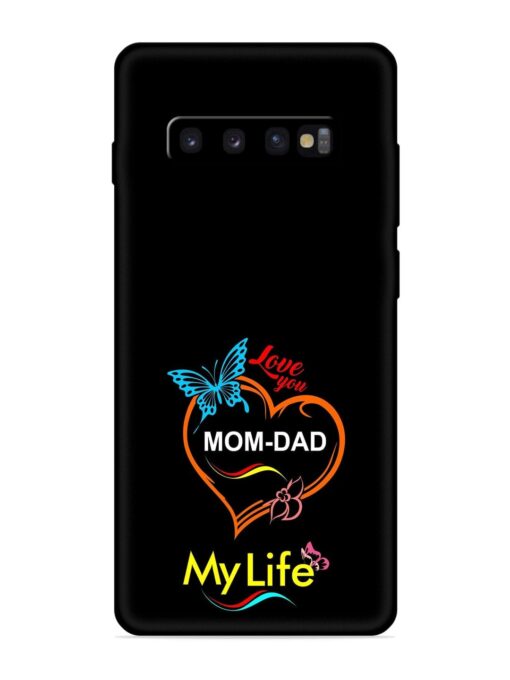 Love You Mom Dad Embossed Soft Silicone Case for Samsung Galaxy S10