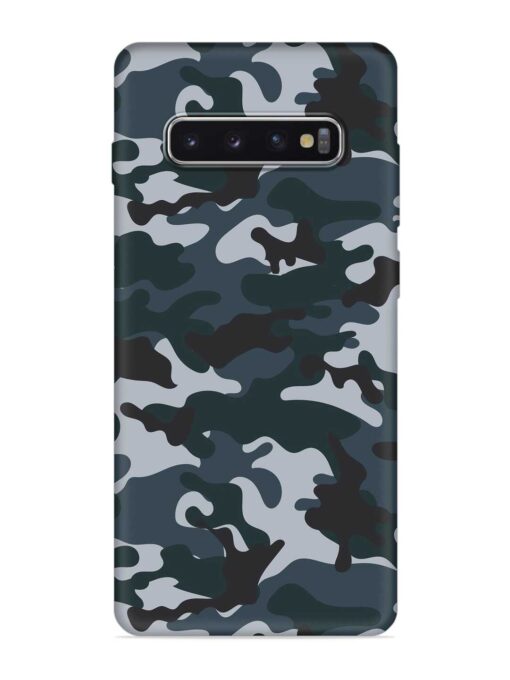 Dark Blue Army Military Art Embossed Soft Silicone Case for Samsung Galaxy S10 Plus Zapvi