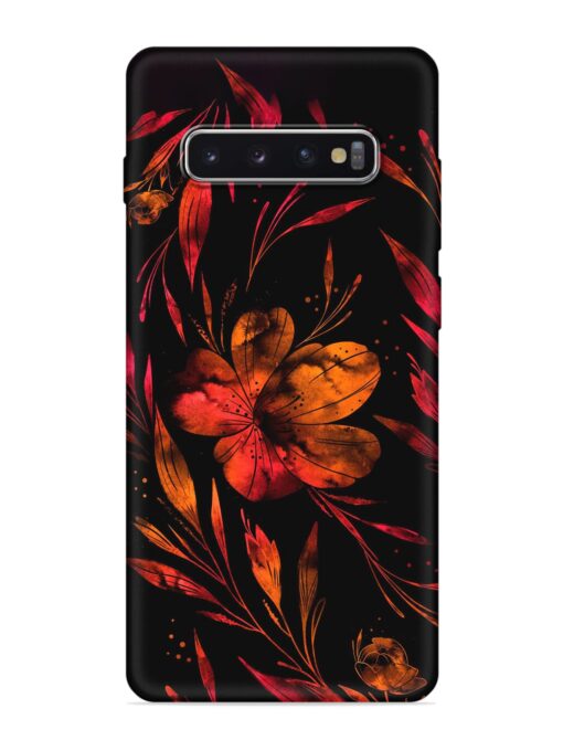 Red Flower Painting Embossed Soft Silicone Case for Samsung Galaxy S10 Plus