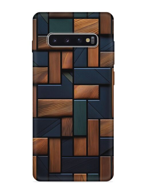 Wooden Background Cubes Embossed Soft Silicone Case for Samsung Galaxy S10 Plus