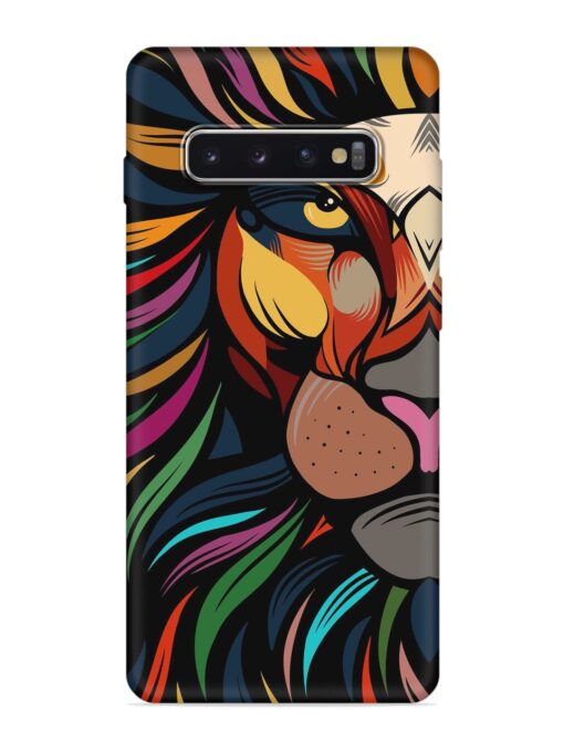 Trippy Lion Art Embossed Soft Silicone Case for Samsung Galaxy S10 Plus