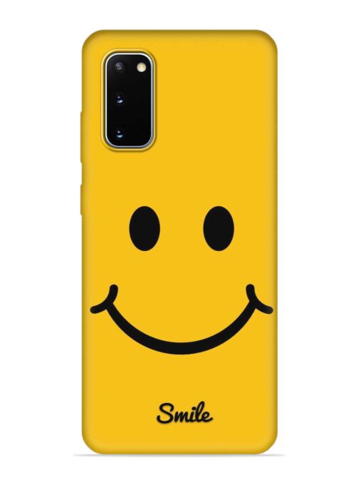 Yellow Smiley Embossed Soft Silicone Case for Samsung Galaxy S20 Zapvi