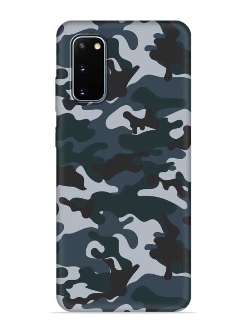 Dark Blue Army Military Art Embossed Soft Silicone Case for Samsung Galaxy S20 Zapvi