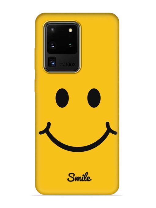 Yellow Smiley Embossed Soft Silicone Case for Samsung Galaxy S20 Ultra Zapvi