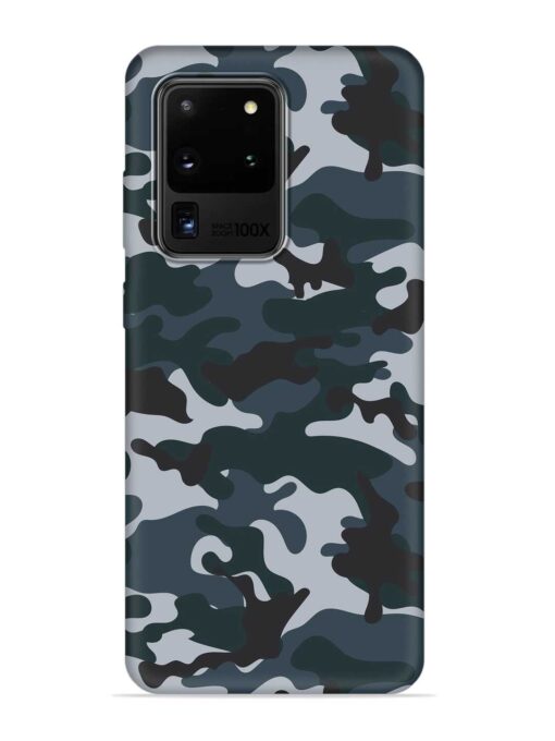 Dark Blue Army Military Art Embossed Soft Silicone Case for Samsung Galaxy S20 Ultra Zapvi