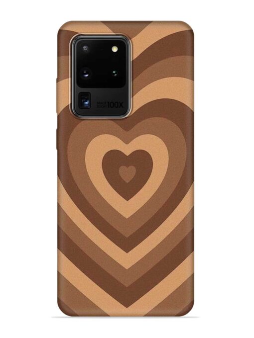 Brown Heart Embossed Soft Silicone Case for Samsung Galaxy S20 Ultra Zapvi