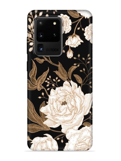 Peonies Roses Floral Embossed Soft Silicone Case for Samsung Galaxy S20 Ultra