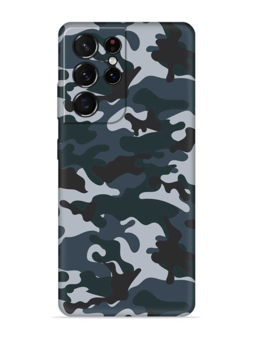 Dark Blue Army Military Art Embossed Soft Silicone Case for Samsung Galaxy S21 Ultra Zapvi