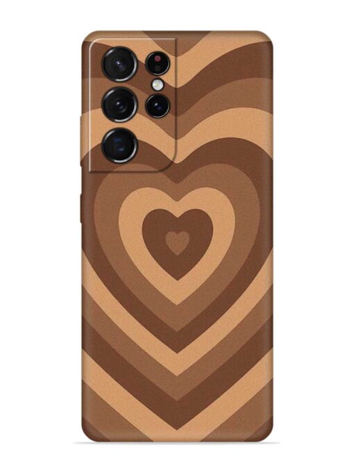 Brown Heart Embossed Soft Silicone Case for Samsung Galaxy S21 Ultra Zapvi