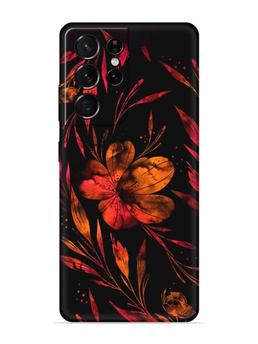 Red Flower Painting Embossed Soft Silicone Case for Samsung Galaxy S21 Ultra Zapvi