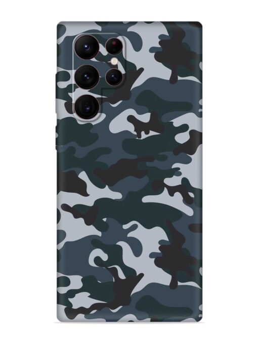 Dark Blue Army Military Art Embossed Soft Silicone Case for Samsung Galaxy S22 Ultra Zapvi