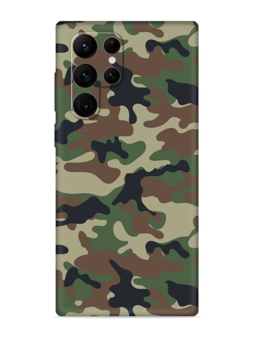 Army Military Camouflage Dark Green Embossed Soft Silicone Case for Samsung Galaxy S22 Ultra Zapvi