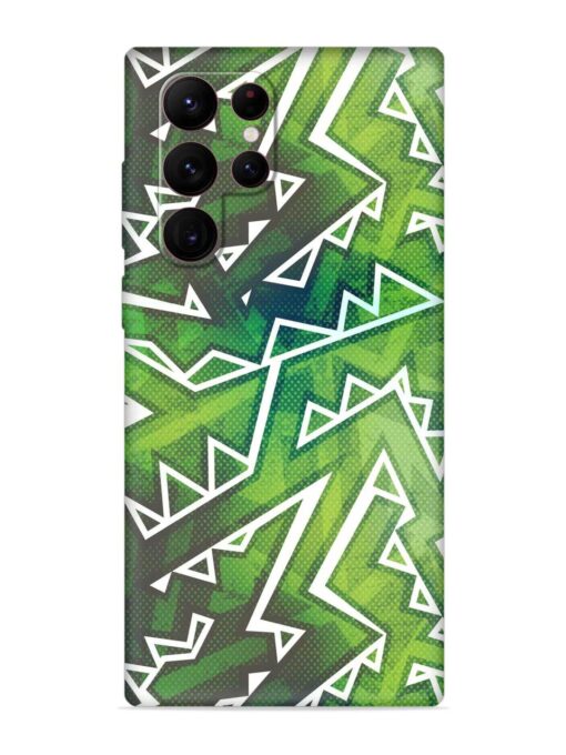 Green Graffiti Seamless Embossed Soft Silicone Case for Samsung Galaxy S22 Ultra Zapvi