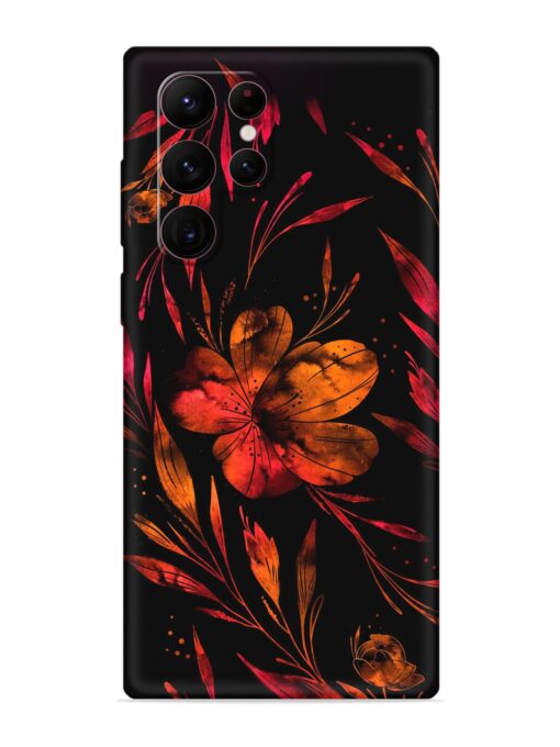 Red Flower Painting Embossed Soft Silicone Case for Samsung Galaxy S22 Ultra Zapvi