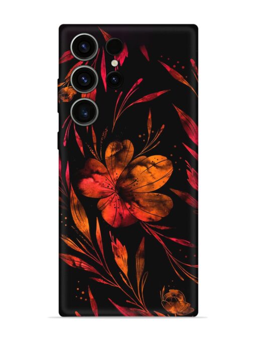 Red Flower Painting Embossed Soft Silicone Case for Samsung Galaxy S23 Ultra Zapvi