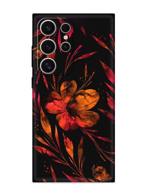 Red Flower Painting Embossed Soft Silicone Case for Samsung Galaxy S24 Ultra (5G) Zapvi