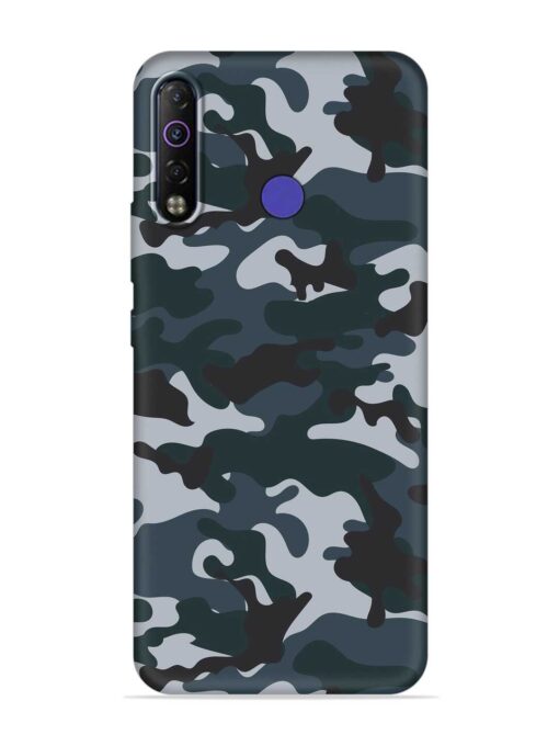 Dark Blue Army Military Art Embossed Soft Silicone Case for Tecno Camon 12 Air Zapvi