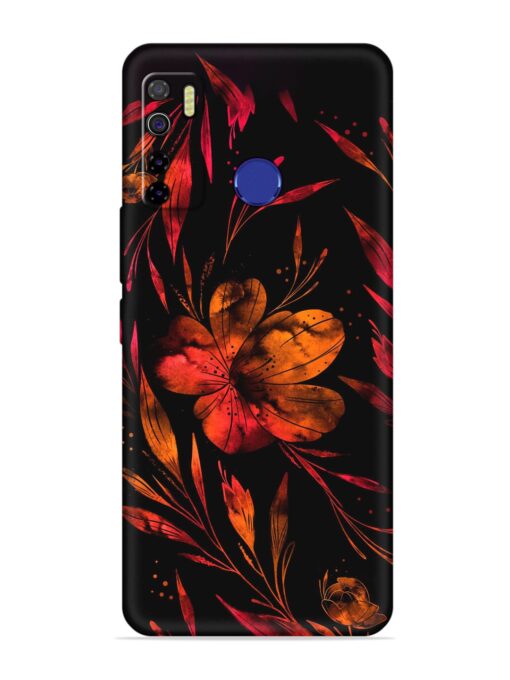 Red Flower Painting Embossed Soft Silicone Case for Tecno Camon 15