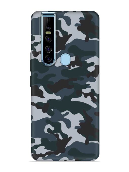 Dark Blue Army Military Art Embossed Soft Silicone Case for Tecno Camon 15 Pro Zapvi