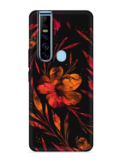 Red Flower Painting Embossed Soft Silicone Case for Tecno Camon 15 Pro Zapvi