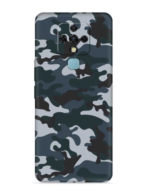 Dark Blue Army Military Art Embossed Soft Silicone Case for Tecno Camon 16 Zapvi