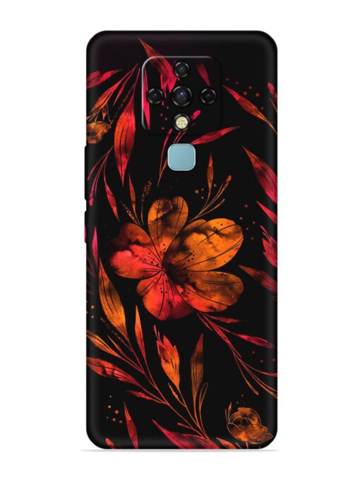 Red Flower Painting Embossed Soft Silicone Case for Tecno Camon 16 Zapvi