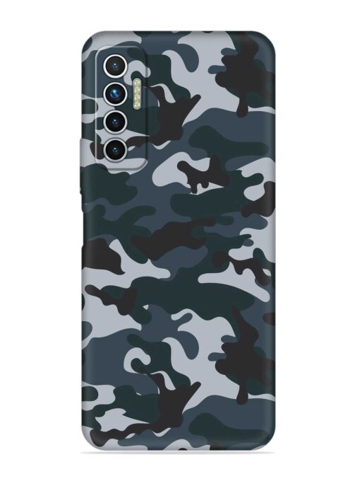 Dark Blue Army Military Art Embossed Soft Silicone Case for Tecno Camon 17 Zapvi