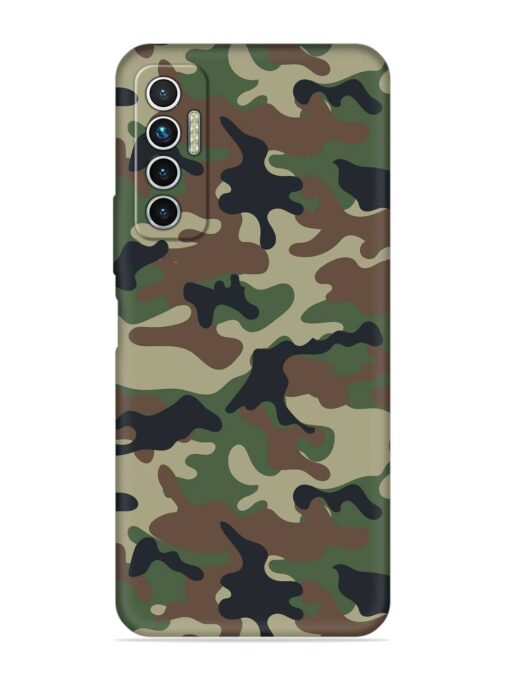 Army Military Camouflage Dark Green Embossed Soft Silicone Case for Tecno Camon 17 Zapvi