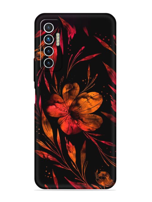 Red Flower Painting Embossed Soft Silicone Case for Tecno Camon 17